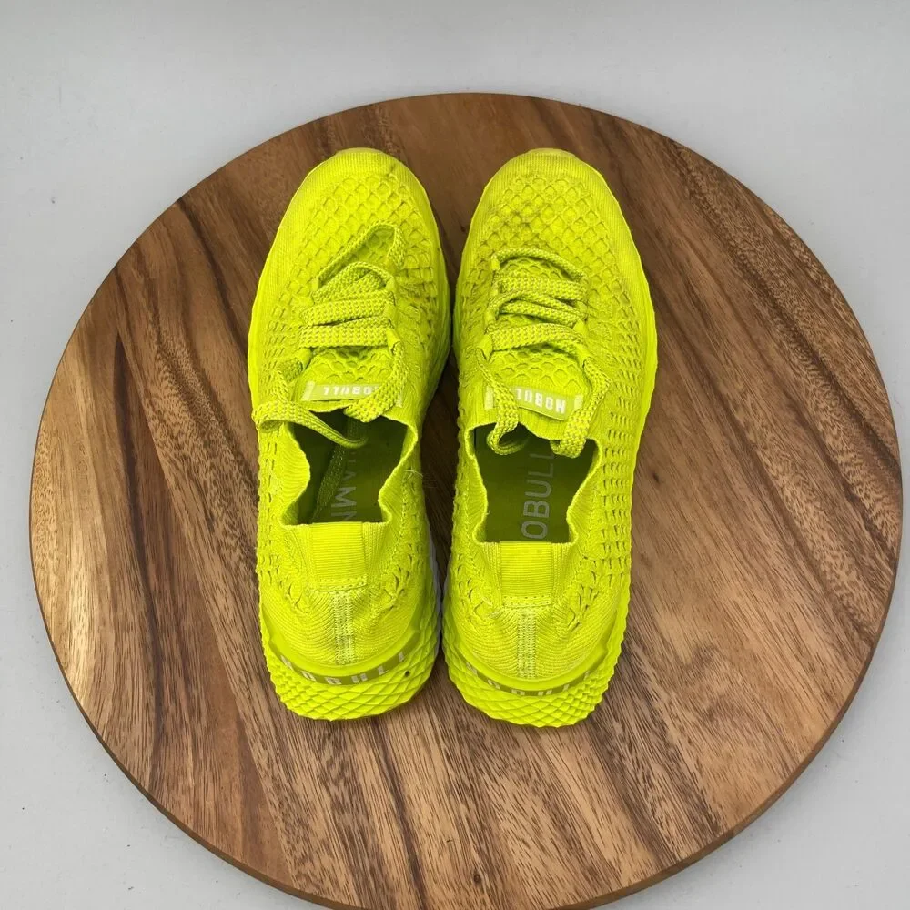 Nobull Shoes Womens Size 10 Neon Yellow Knit Running Comfort Walking Sneakers